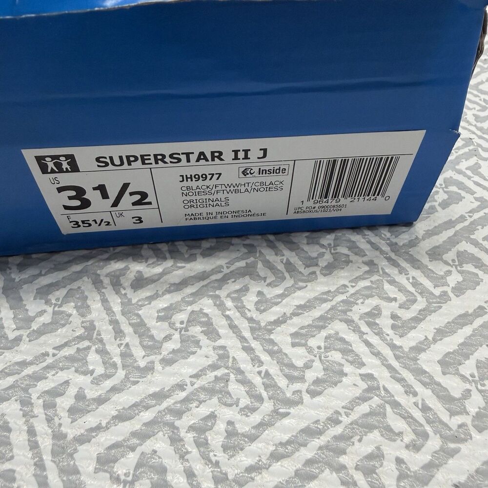adidas Superstar II J Core Black Cloud White Kids Shoes Size 3.5Y JH9977 NIB - Picture 2 of 12